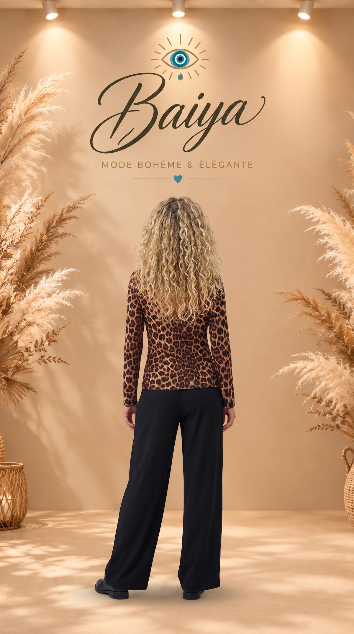 Haut léopard beige
