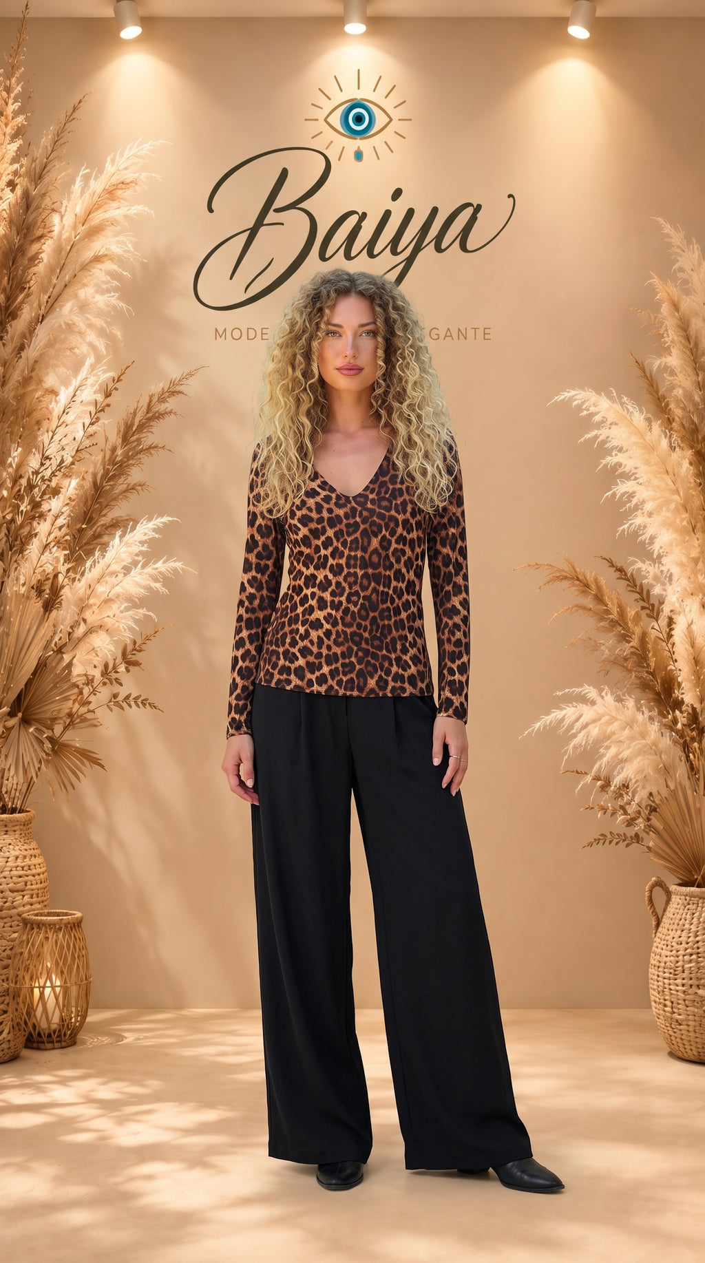 Haut léopard beige