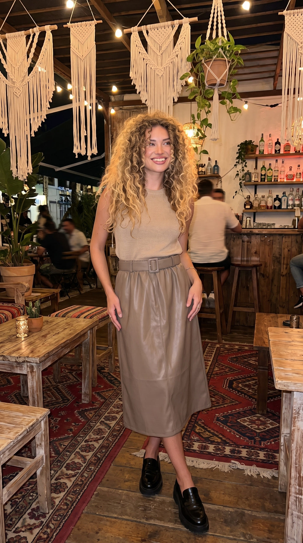 Jupe simili Nora beige