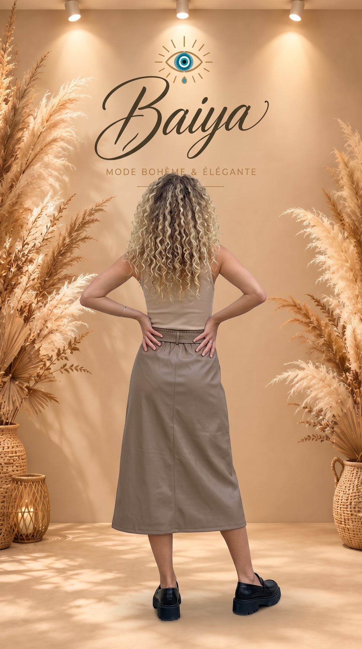 Jupe simili Nora beige