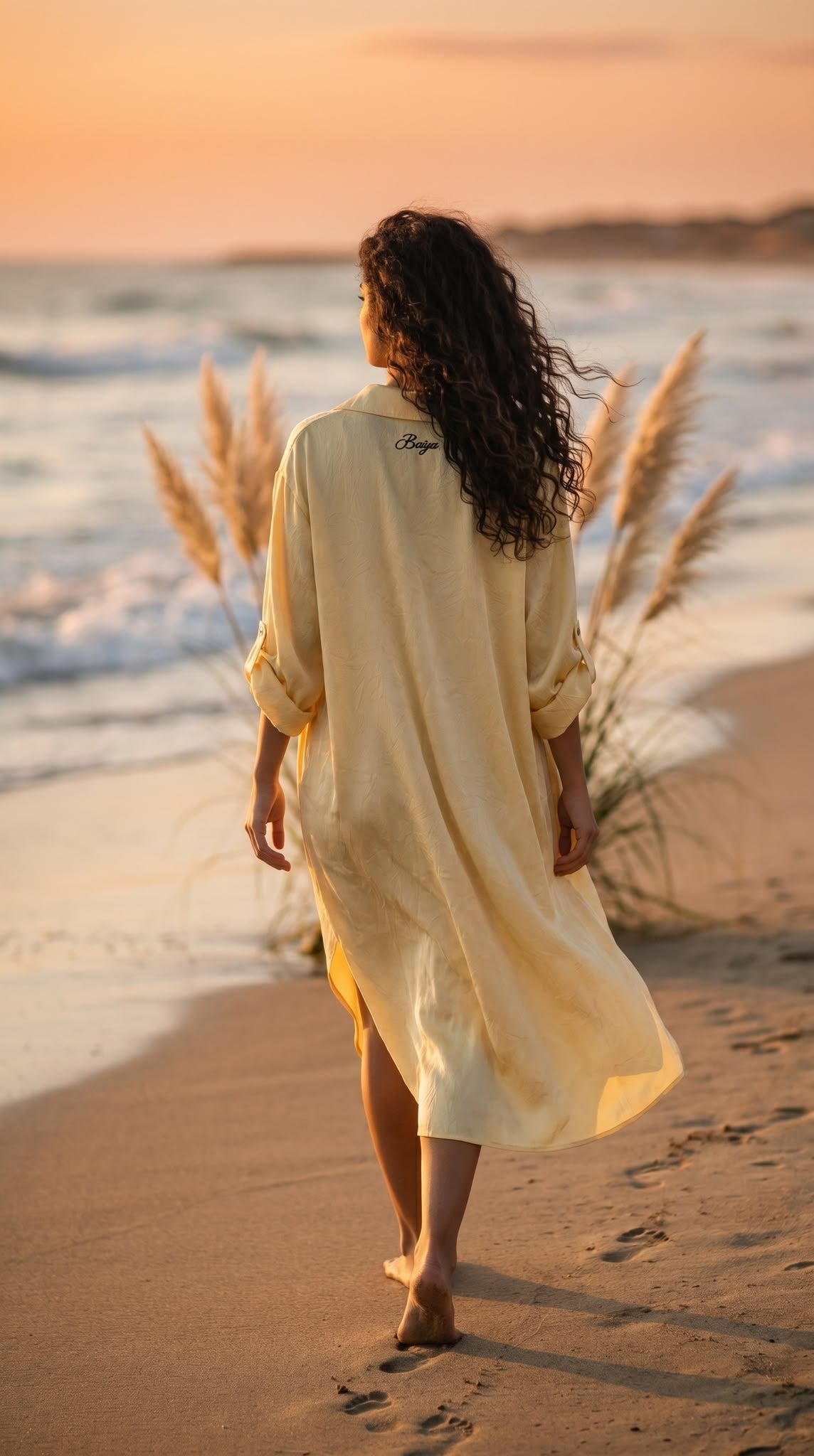 Robe Kayla jaune, silhouette complète